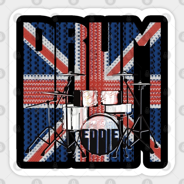 Drum Kit on Union Jack British Flag Sticker by KateVanFloof